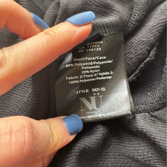 NÜ DENMARK black cardigan open front knit and chiffon high low fishtail medium - Picture 5 of 11